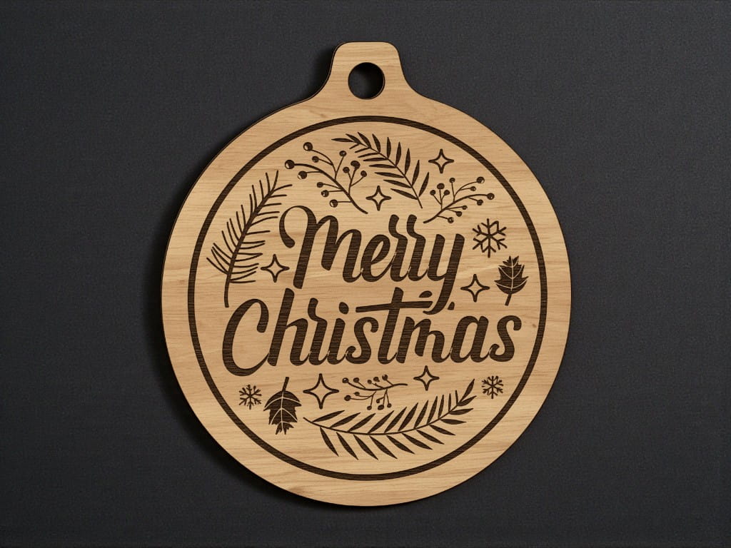 Laser Engraved Merry Christmas Ornament