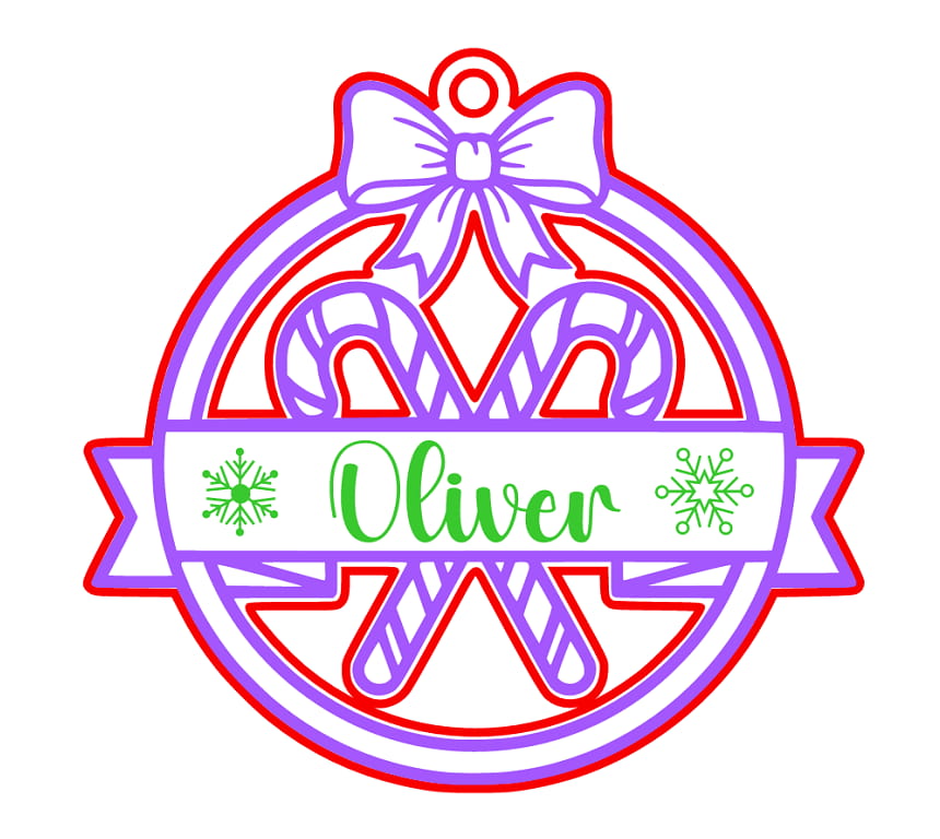 Laser Cut Personalized Candy Canes Christmas Ornament