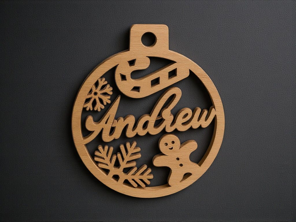 Laser Cut Gingerbread Man and Candy Cane Ornament with Name Andrew