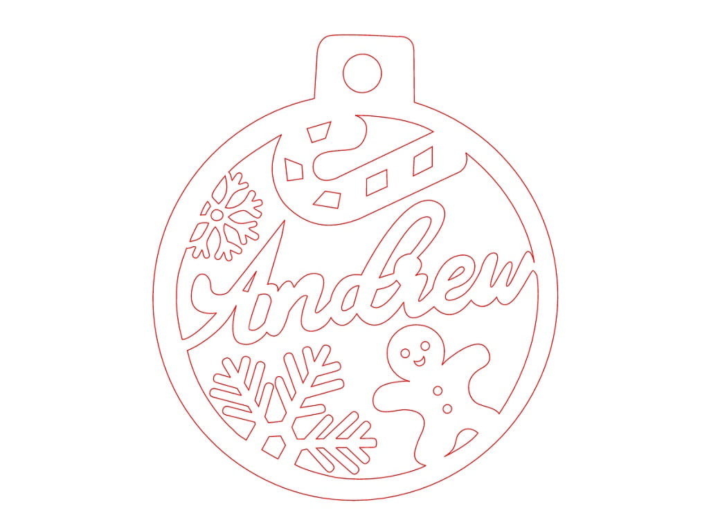 Laser Cut Gingerbread Man and Candy Cane Ornament with Name Andrew