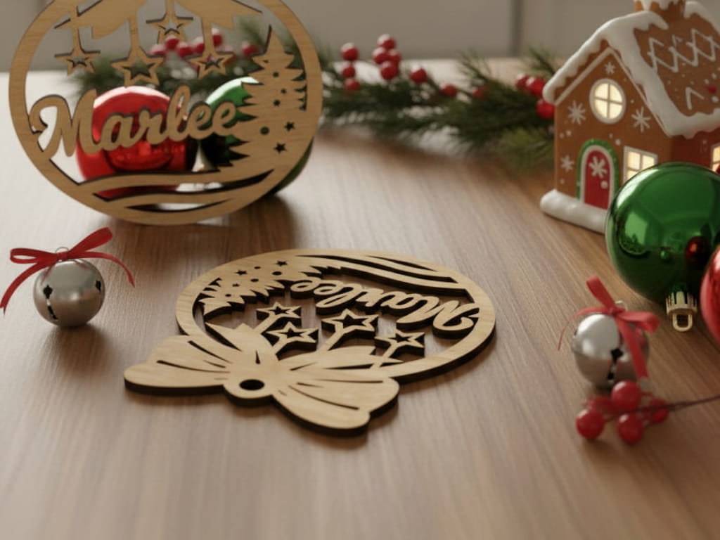 Laser Cut Personalized Christmas Ornament with Name Marlee