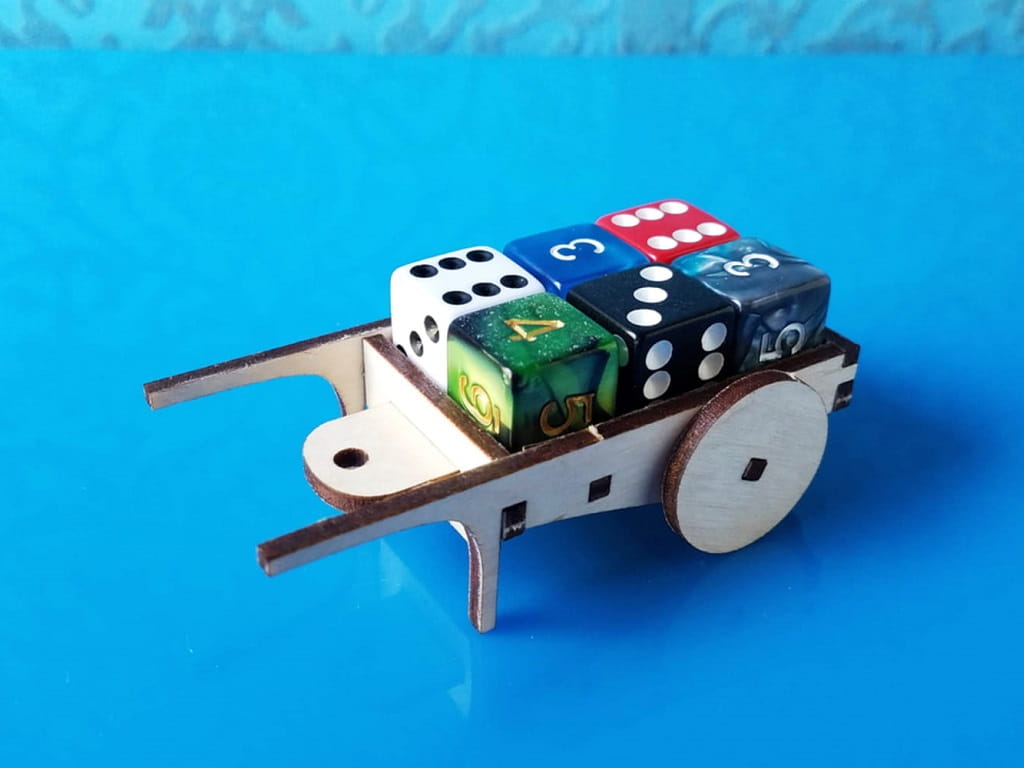 Laser Cut Wooden 6D Dice Cart