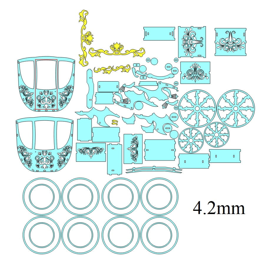 Laser Cut Horse Drawn Carriage 3D Wood Model Puzzle Kit