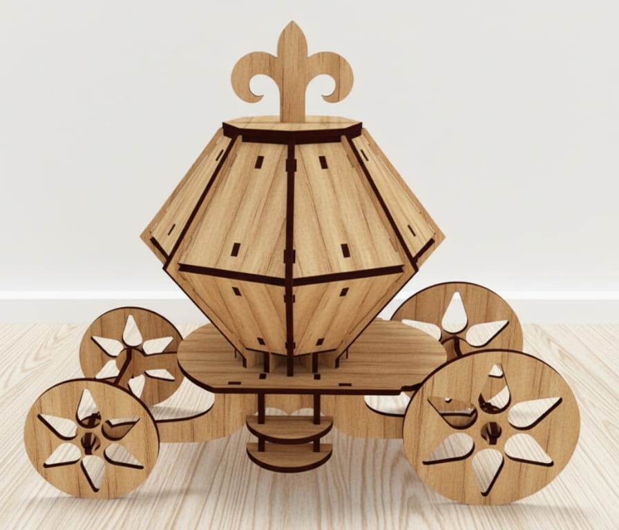 Laser Cut 3D Wooden Carriage Puzzle