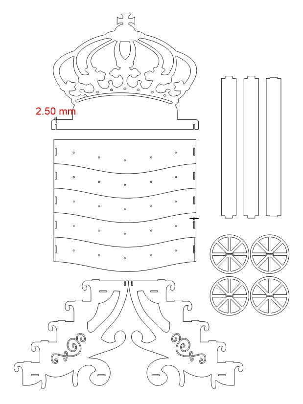Laser Cut 5 Tier Crown Carriage Cupcake Stand