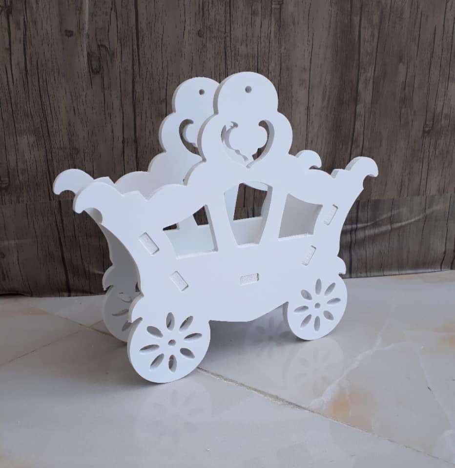 Laser Cut Wooden Flower Carriage Decorative Centerpiece