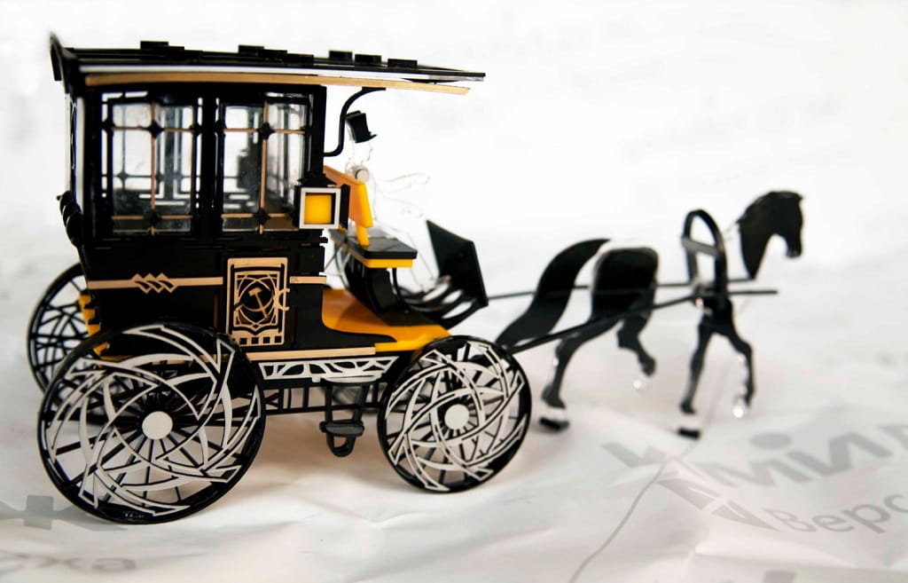 Laser Cut Royal Horse Drawn Carriage Wooden Model Puzzle Kit
