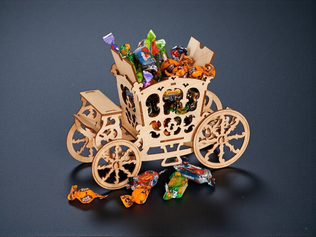 Laser Cut Wooden Carriage Candy Cart 3D Puzzle