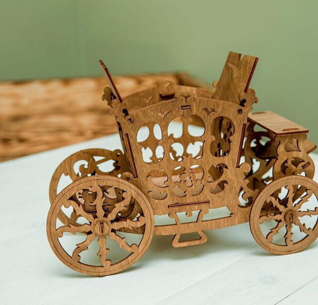 Laser Cut Wooden Carriage Candy Cart 3D Puzzle