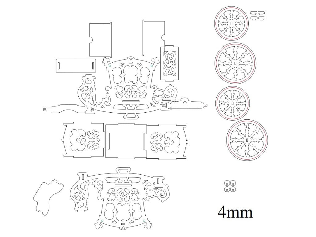 Laser Cut Wooden Carriage Candy Cart 3D Puzzle