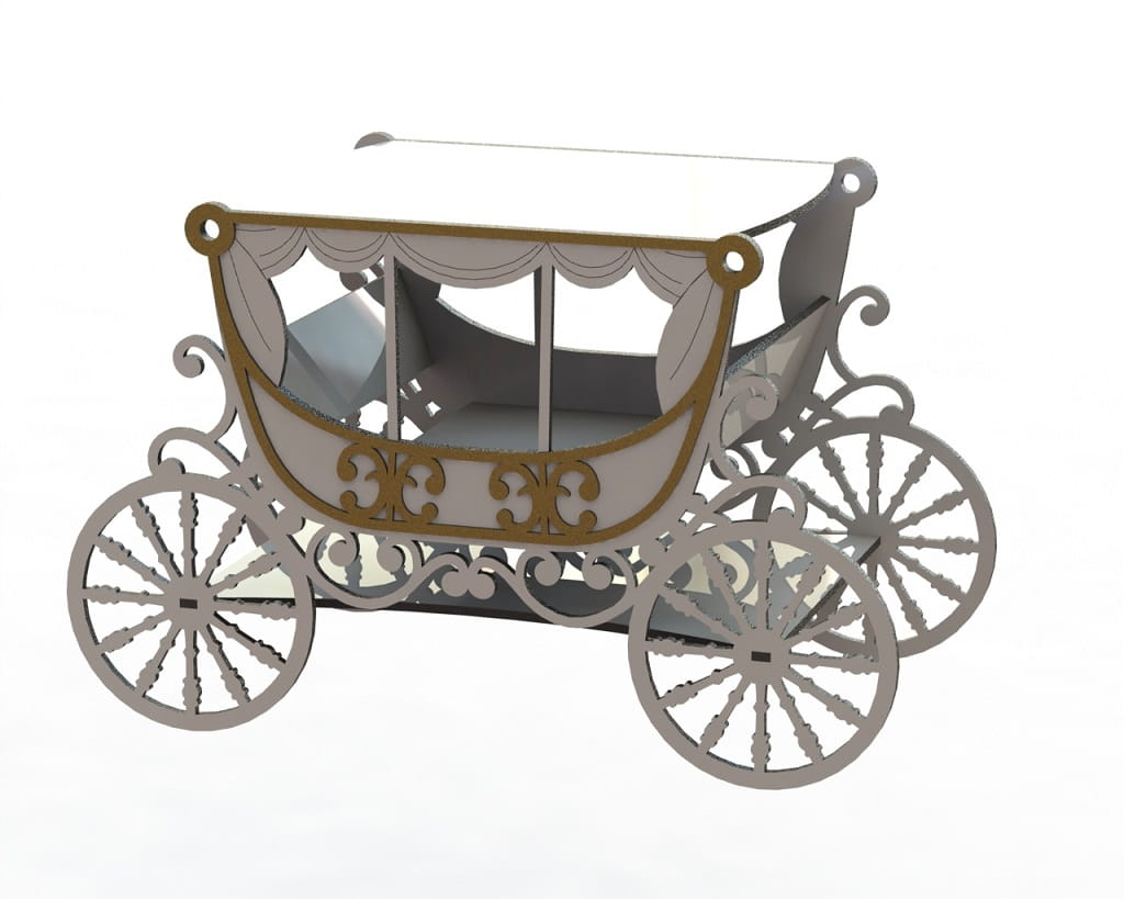 Laser Cut Wooden Carriage Shaped Cake Stand
