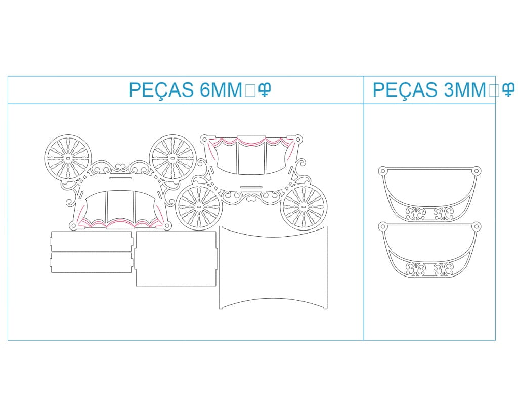Laser Cut Wooden Carriage Shaped Cake Stand