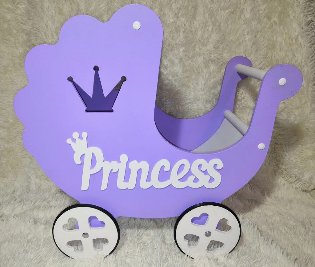Laser Cut Wooden Doll Pram Baby Walker