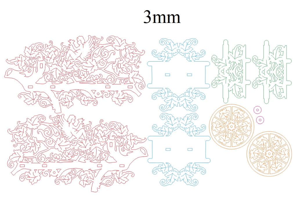 Laser Cut Wooden Carriage Flower Basket Centerpiece
