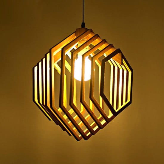 Laser Cut Hexagonal Wood Slats Lampshade