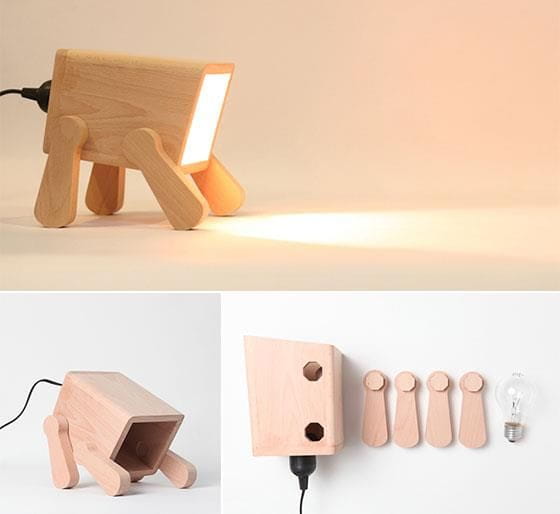 Laser Cut Adjustable Wood Dog Bedroom Desk Lamp