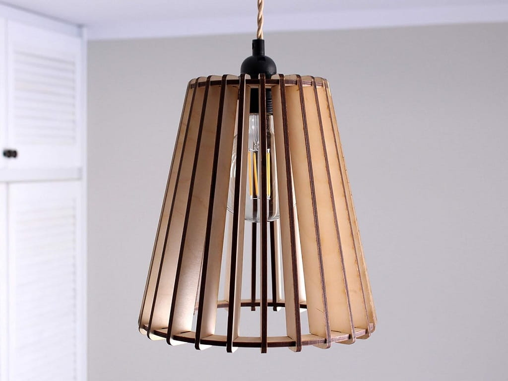 Laser Cut Cone Shaped Wooden Pendant Light