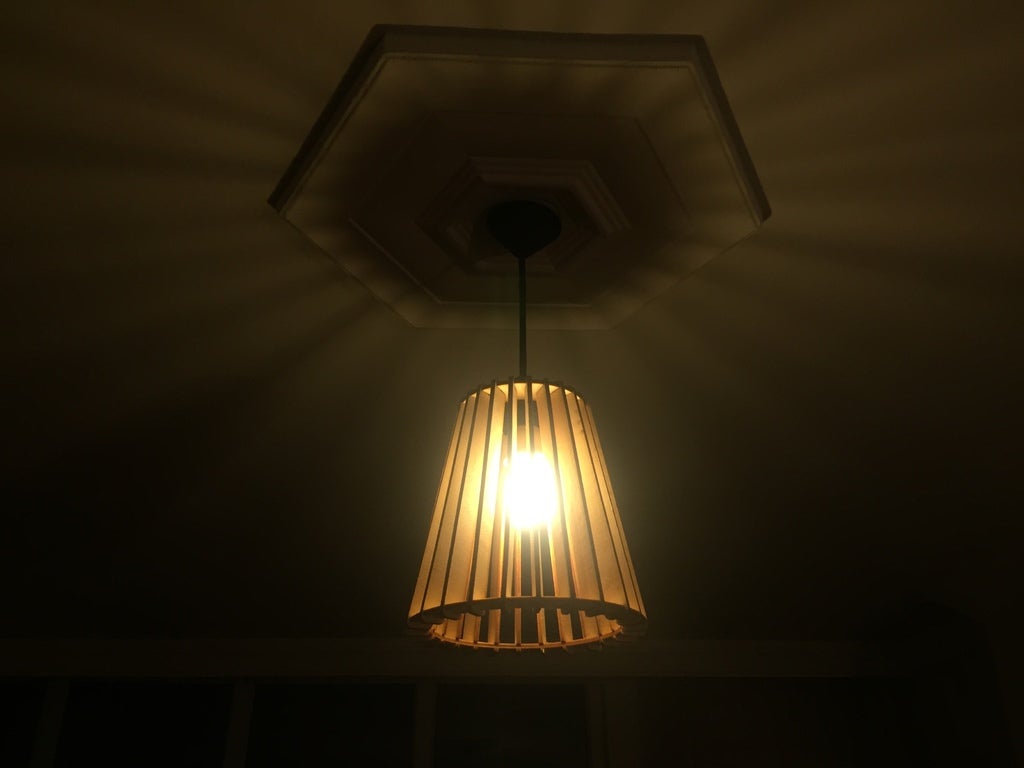 Laser Cut Cone Shaped Wooden Pendant Light