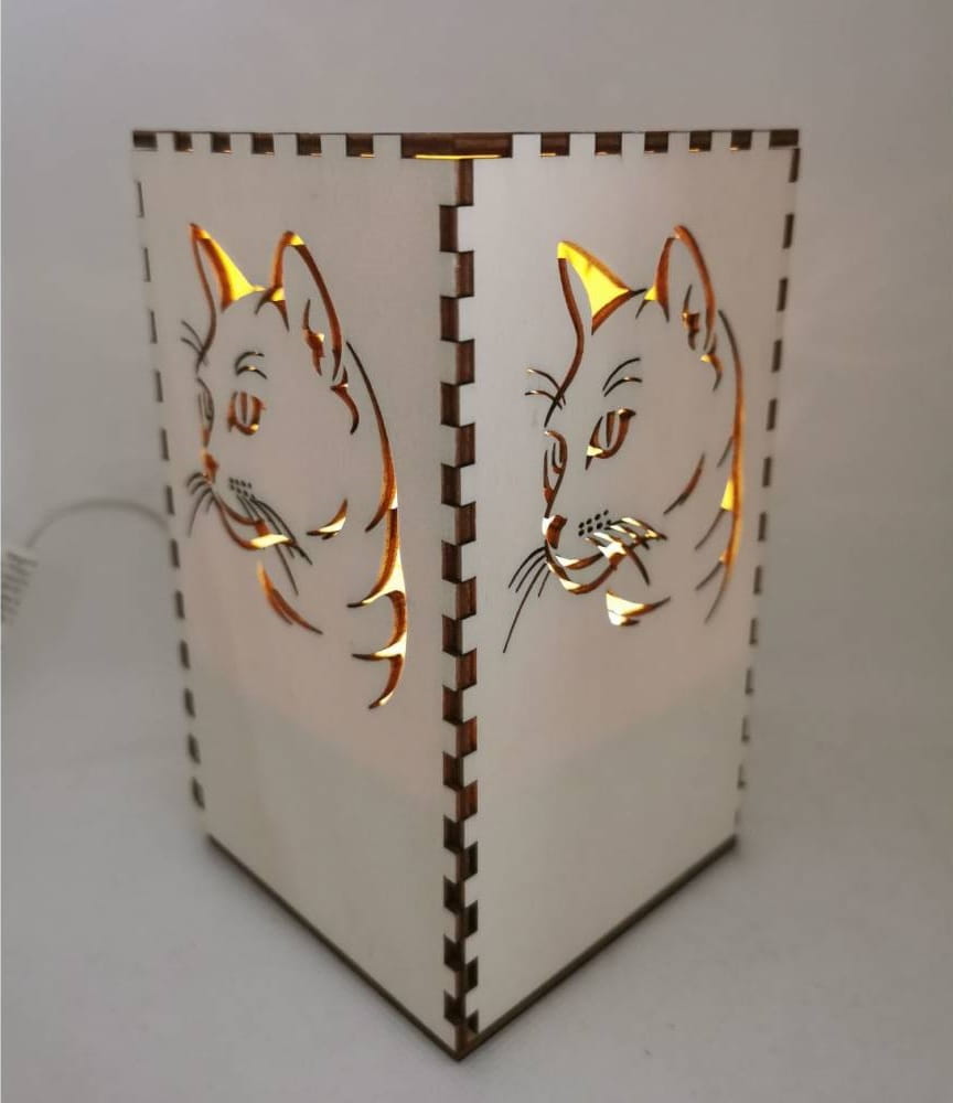 Laser Cut Wooden Cat Light Box