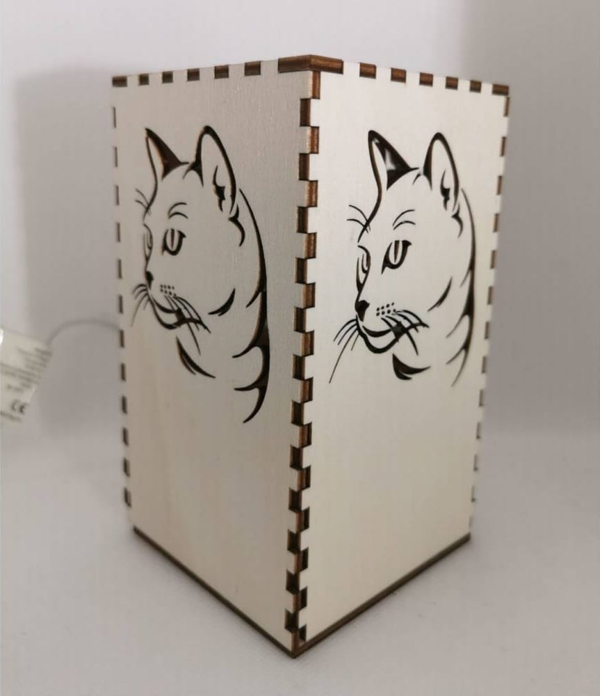 Laser Cut Wooden Cat Light Box