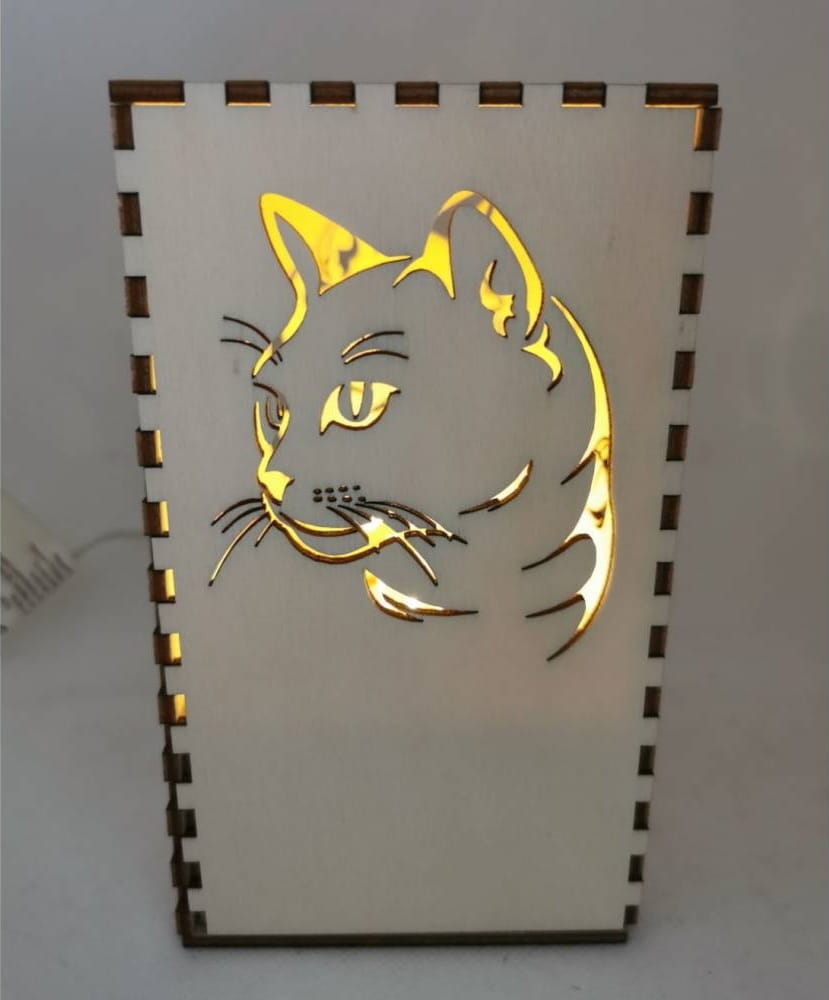Laser Cut Wooden Cat Light Box