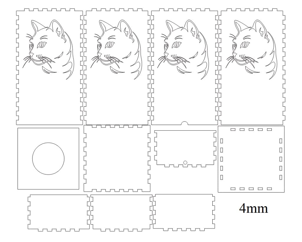 Laser Cut Wooden Cat Light Box