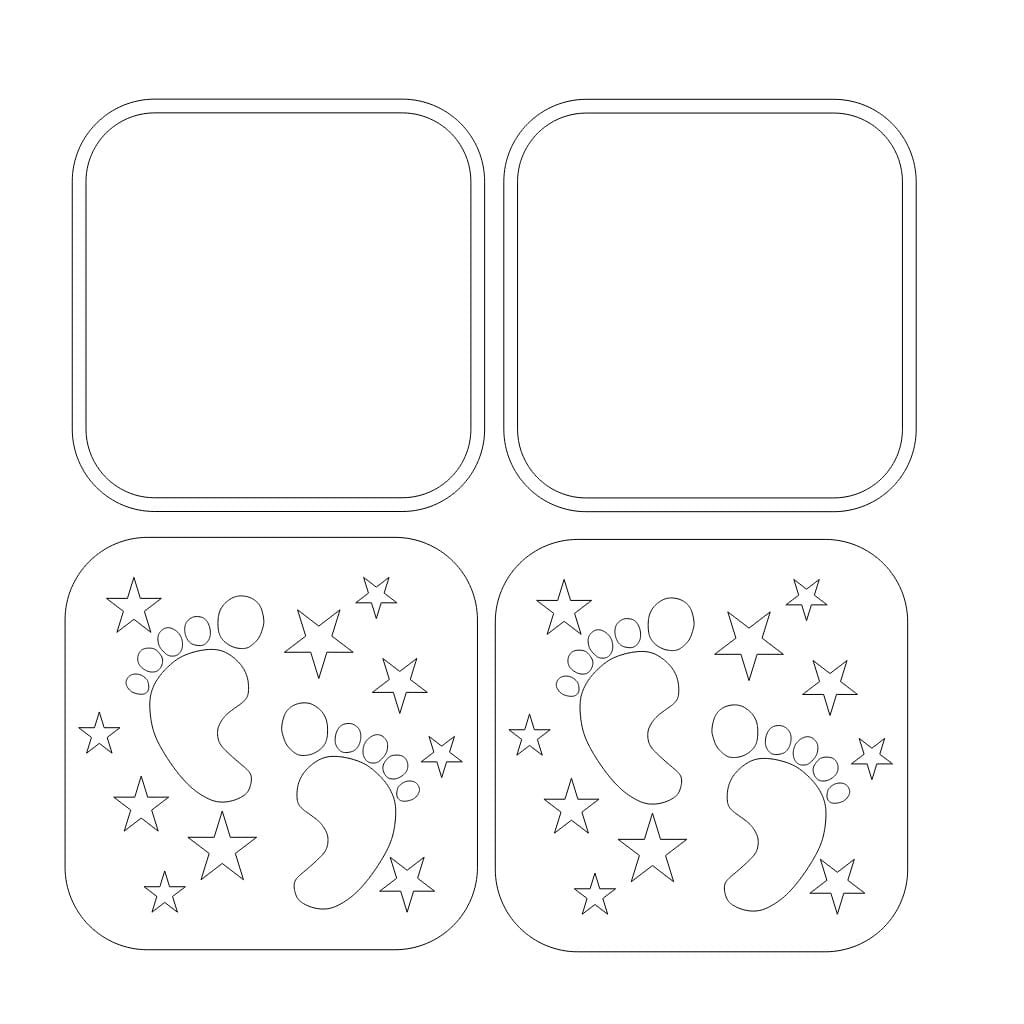Laser Cut Wooden LED Night Light with Baby Footprint and Star Design
