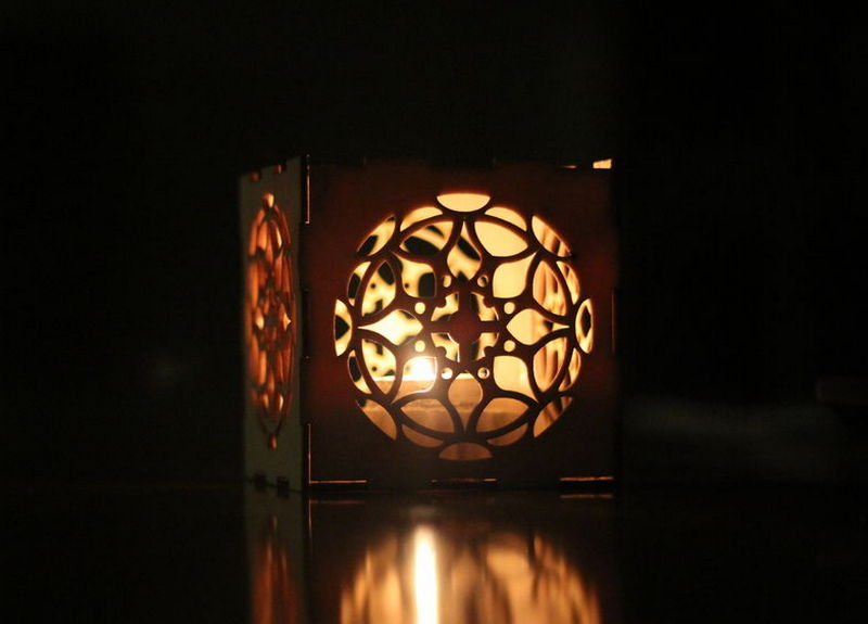 Laser Cut Decorative Candle Holder Box