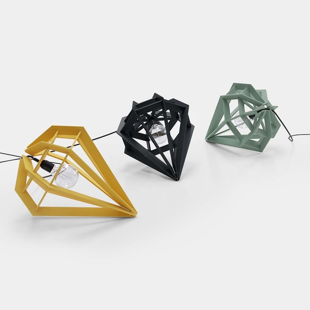 Laser Cut Diamond Shaped Wooden Lampshade