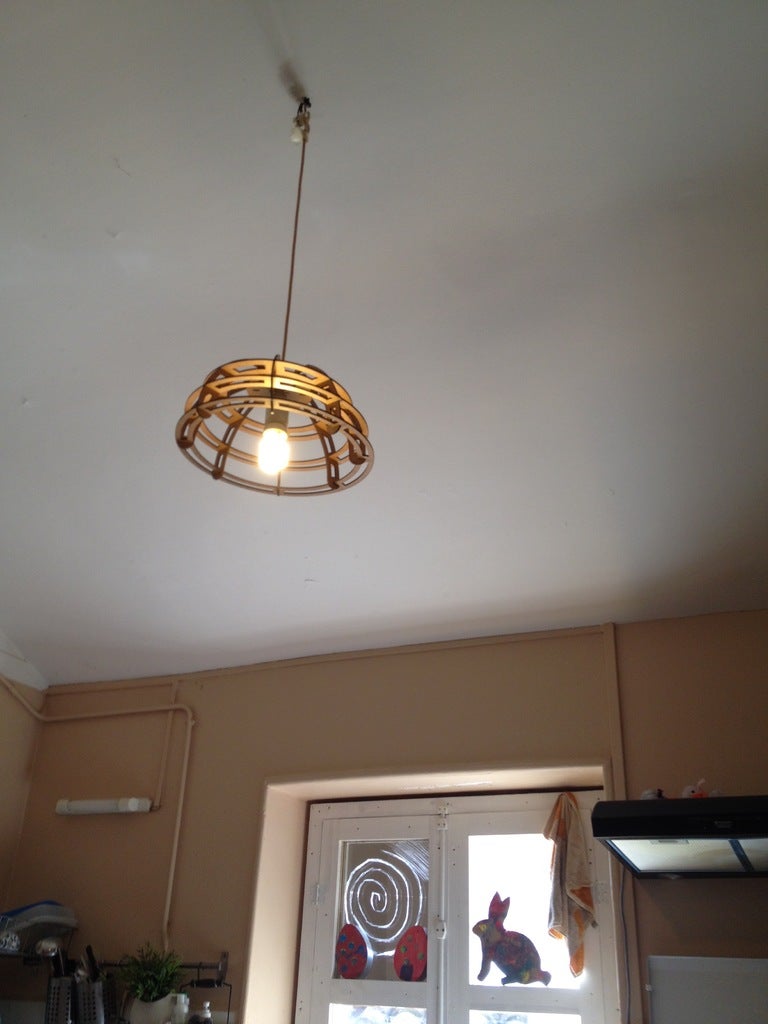 Laser Cut Dome Shaped Wooden Pendant Lamp