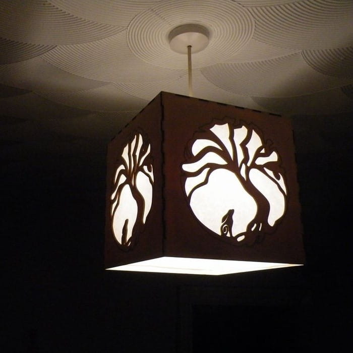 Laser Cut Hare and Moon Lampshade