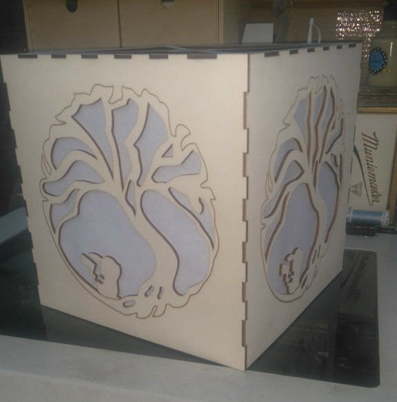Laser Cut Hare and Moon Lampshade