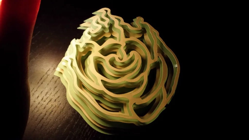 Laser Cut Layered Sculpture Rose Lamp