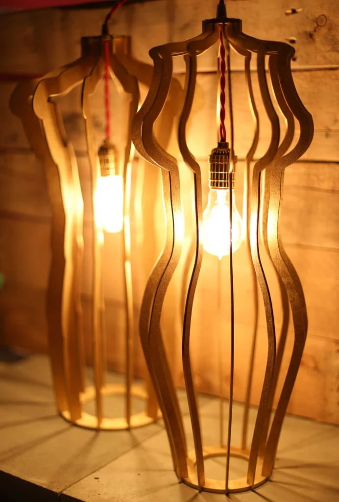 Laser Cut Man and Woman Sculptural Pendant Desk Lamps