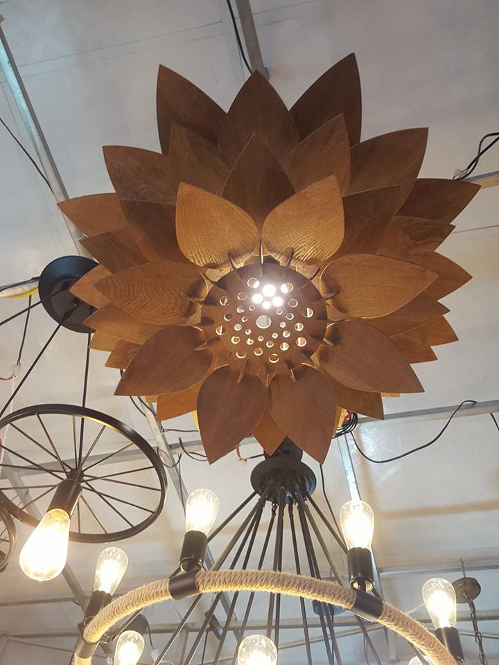 Laser Cut Wooden Lotus Flower Pendant Lamp