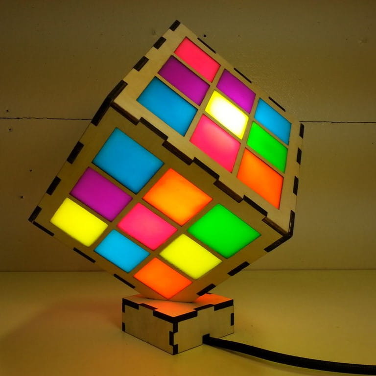 Laser Cut Wooden Neon Cube Light
