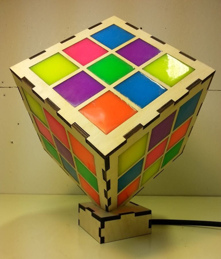 Laser Cut Wooden Neon Cube Light