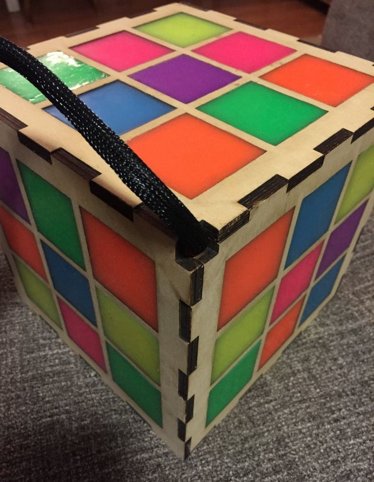Laser Cut Wooden Neon Cube Light