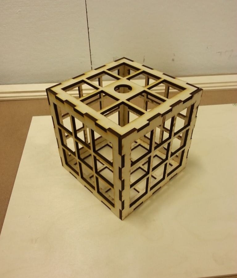 Laser Cut Wooden Neon Cube Light