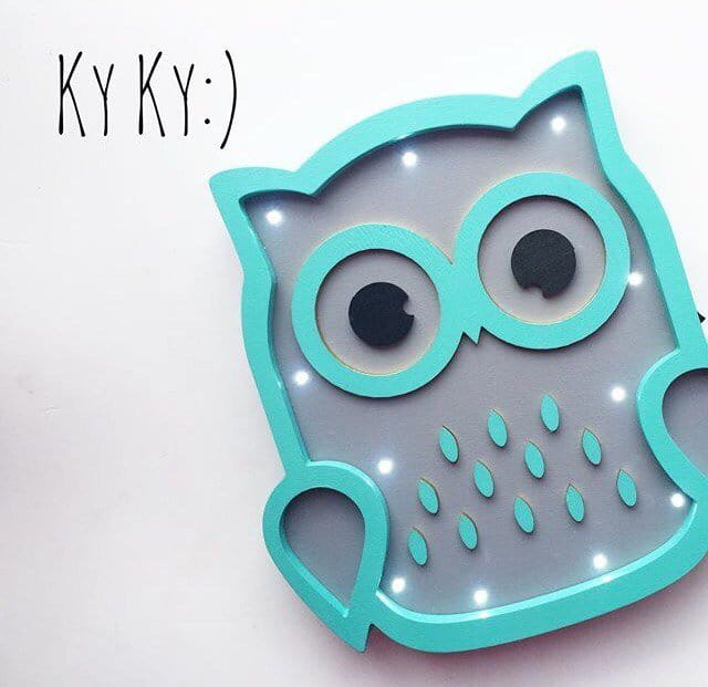 Laser Cut Owl Shaped Wooden Night Light for Baby Nursery
