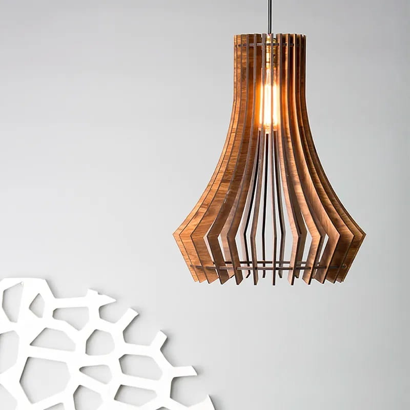 Laser Cut Modern Minimalist Wooden Pendant Lamp