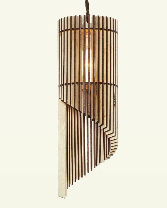 Laser Cut Wooden Twister Pendant Lamp