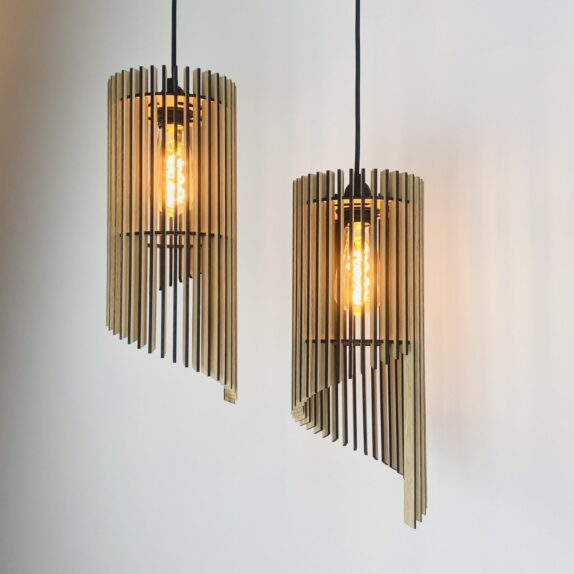 Laser Cut Wooden Twister Pendant Lamp