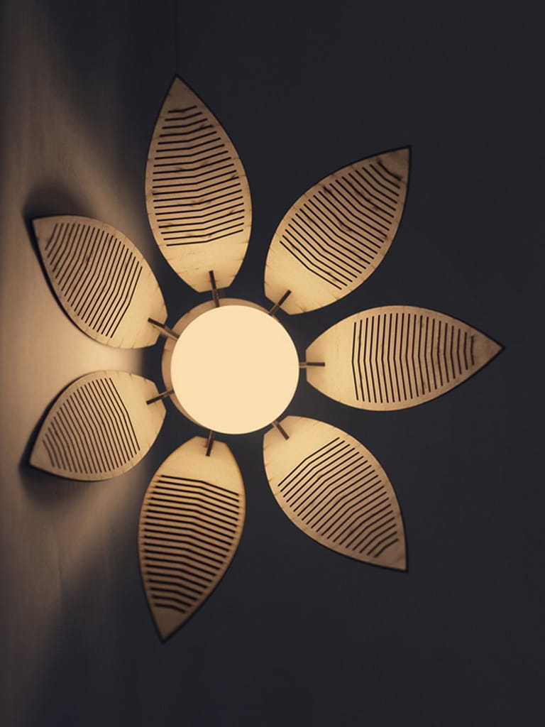 Laser Cut Wooden Flower Lamp