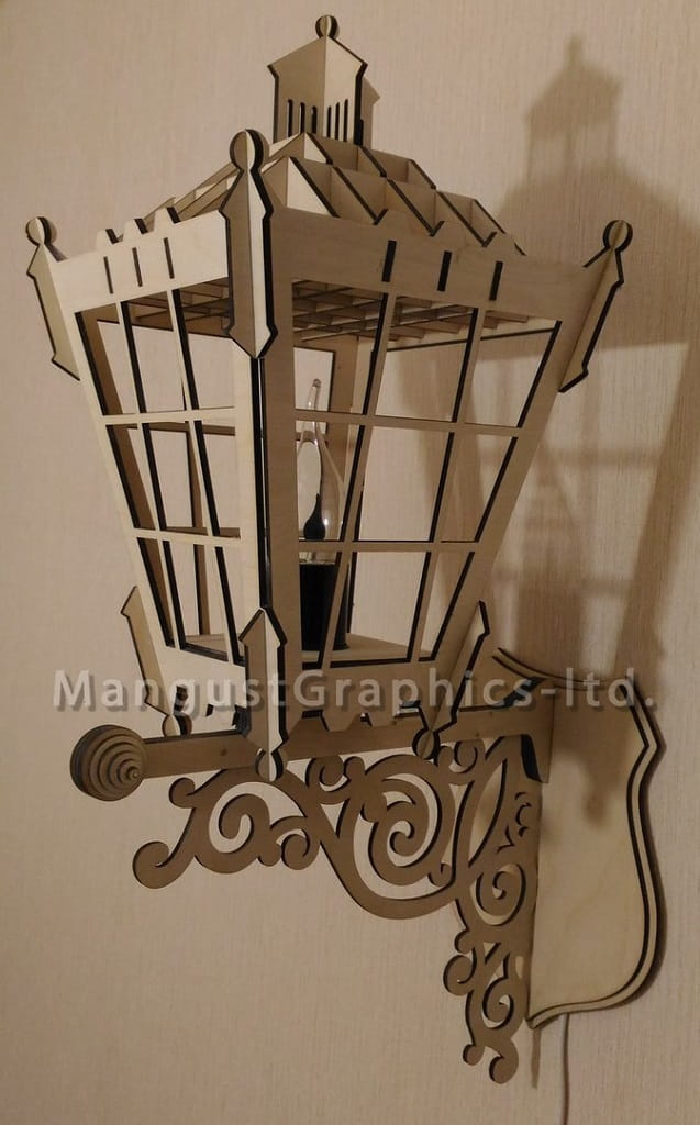 Laser Cut Decorative Wooden Wall Light