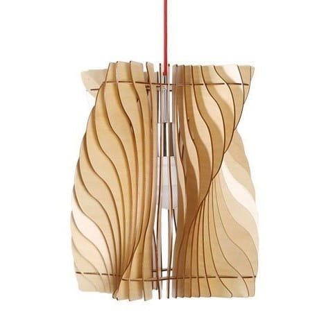 Laser Cut Slatted Wood Twisted Lampshade