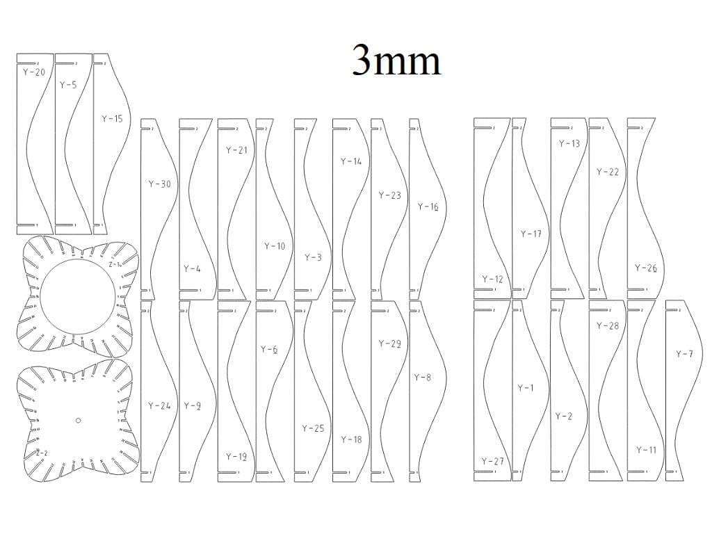 Laser Cut Slatted Wood Twisted Lampshade
