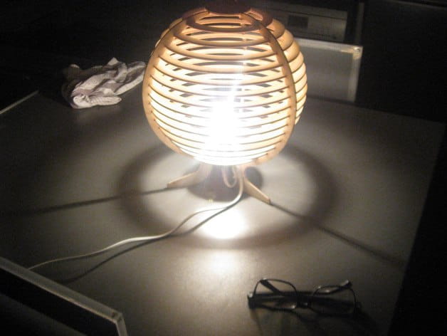 Laser Cut Wood Spherical Bedside Lamp