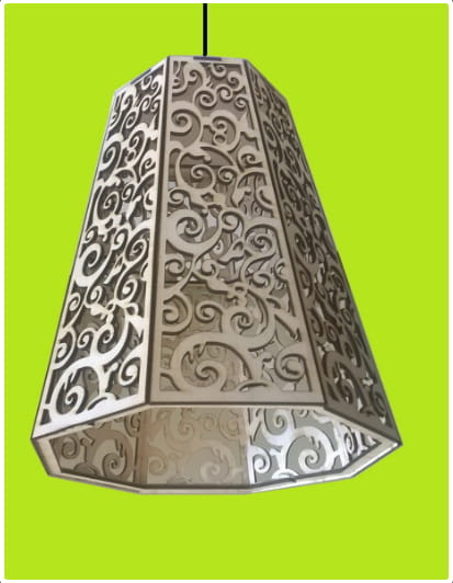 Laser Cut Wooden Pendant Lampshade with Swirl Pattern