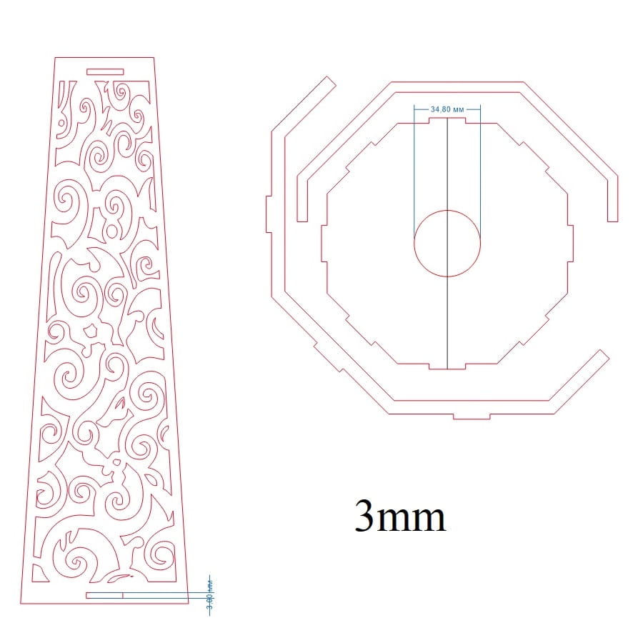 Laser Cut Wooden Pendant Lampshade with Swirl Pattern